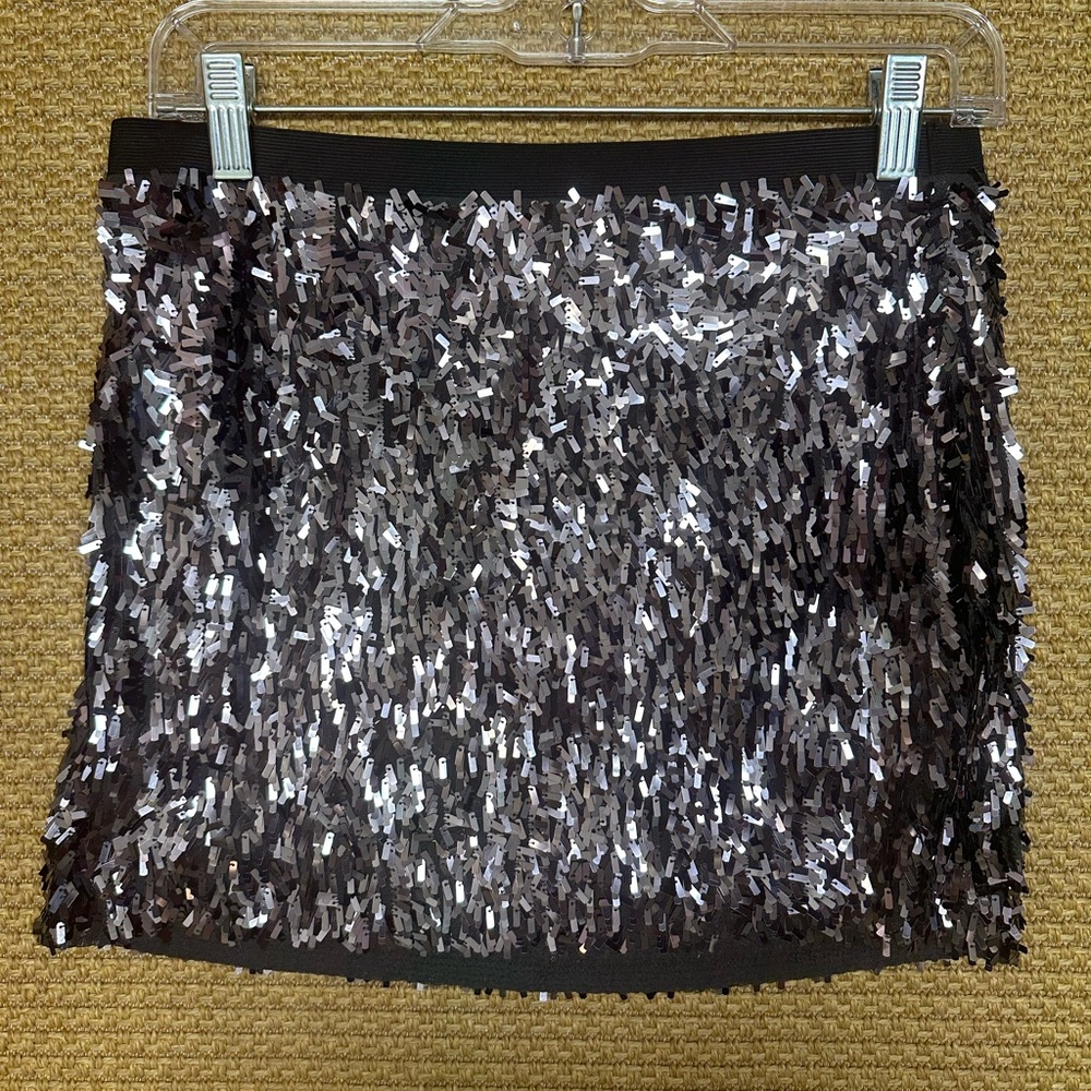 Express Metallic Sequin Mini Skirt; Size XS